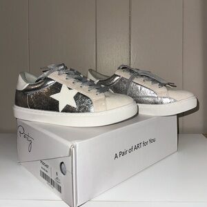 Silver and White Star Sneakers